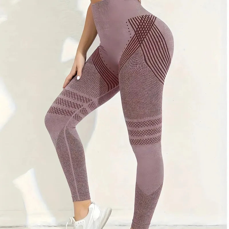 High Waist Gym Tights Yoga Pants for Women with Tummy Control Spandex/Nylon Material XXL Size Peach Hip Fitness Wear