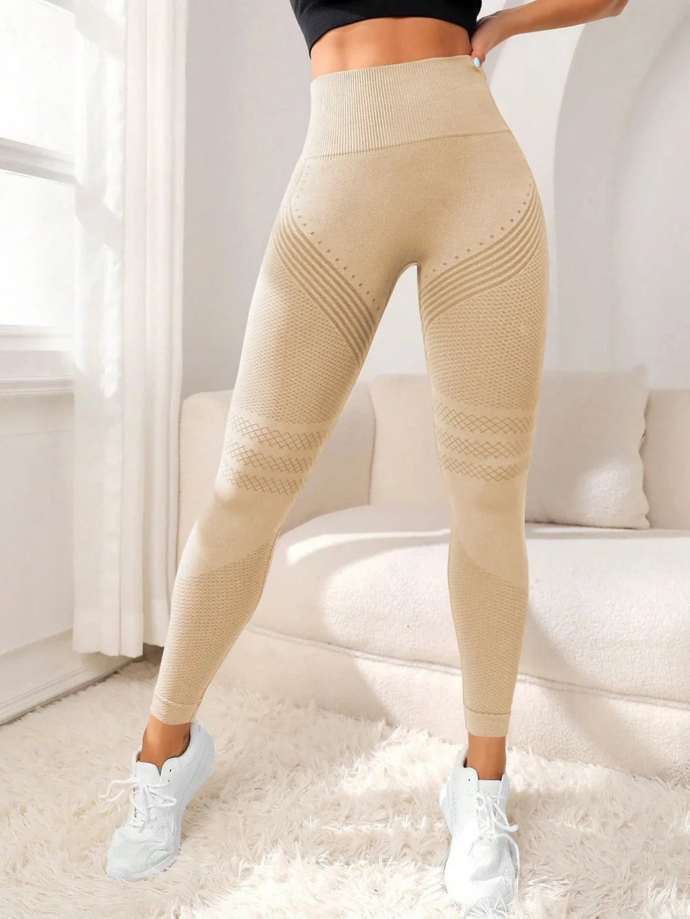 High Waist Gym Tights Yoga Pants for Women with Tummy Control Spandex/Nylon Material XXL Size Peach Hip Fitness Wear