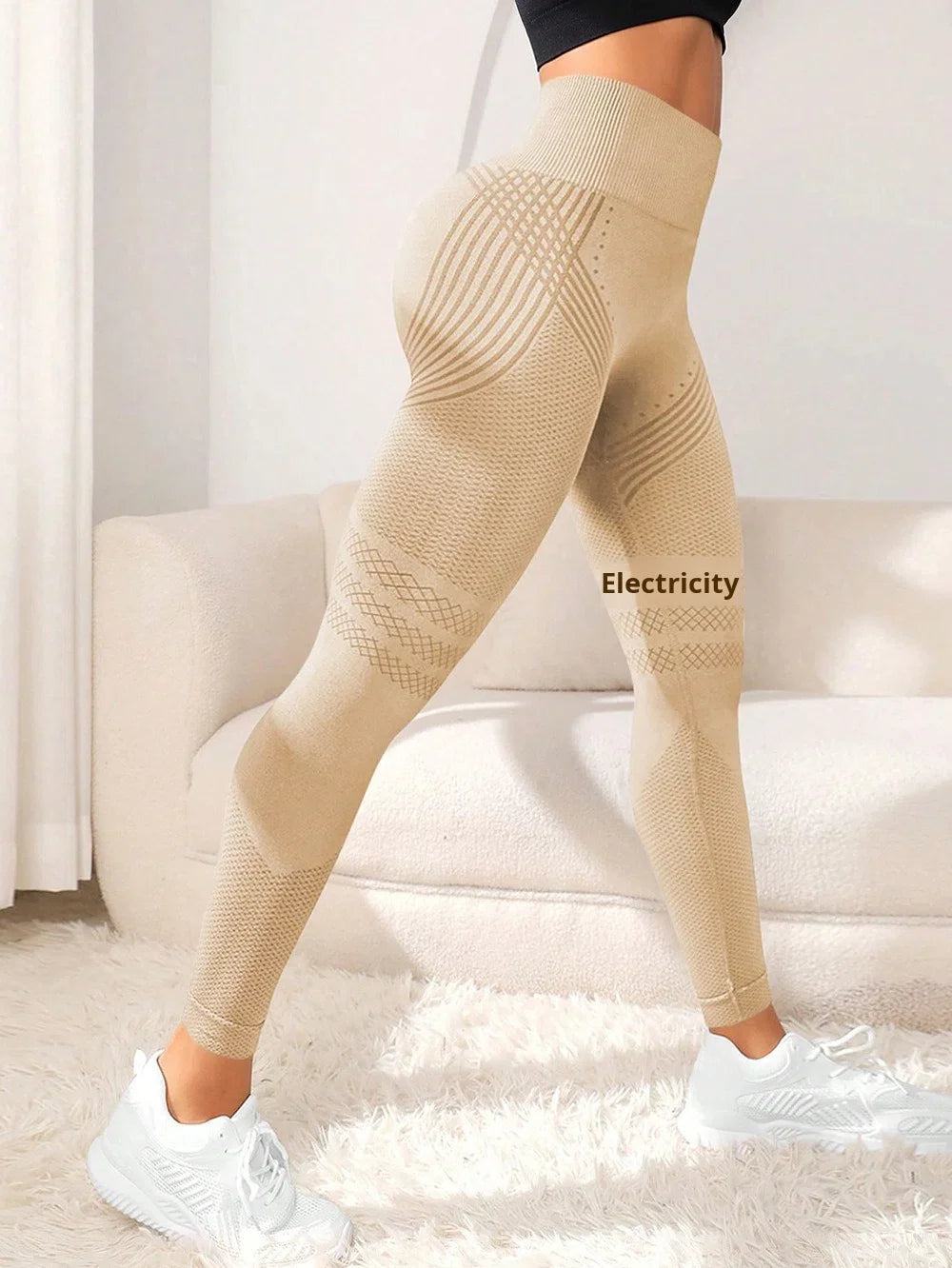 High Waist Gym Tights Yoga Pants for Women with Tummy Control Spandex/Nylon Material XXL Size Peach Hip Fitness Wear